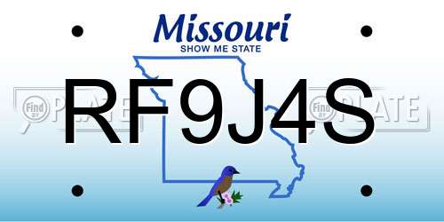 RF9J4S Missouri License Plate