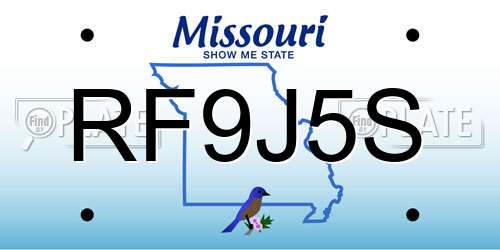 RF9J5S Missouri License Plate