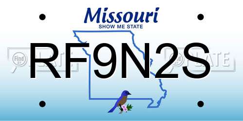 RF9N2S Missouri License Plate