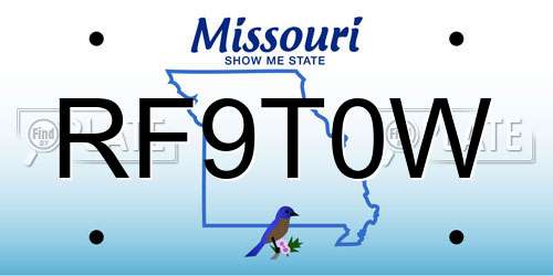 RF9T0W Missouri License Plate