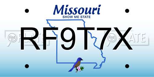 RF9T7X Missouri License Plate