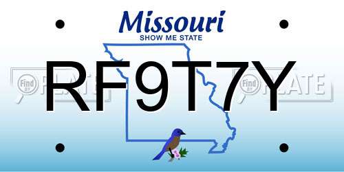 RF9T7Y Missouri License Plate