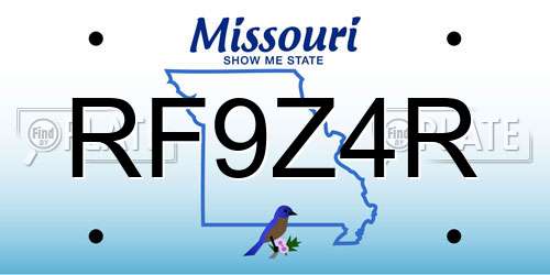 RF9Z4R Missouri License Plate