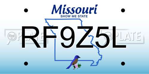 RF9Z5L Missouri License Plate