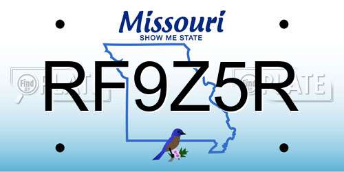 RF9Z5R Missouri License Plate