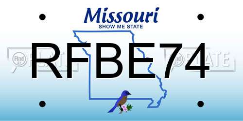RFBE74 Missouri License Plate