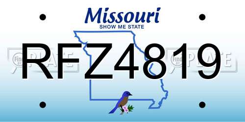 RFZ4819 Missouri License Plate