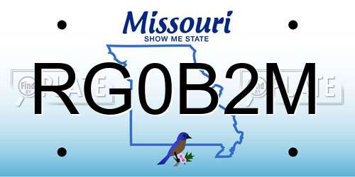 RG0B2M Missouri License Plate