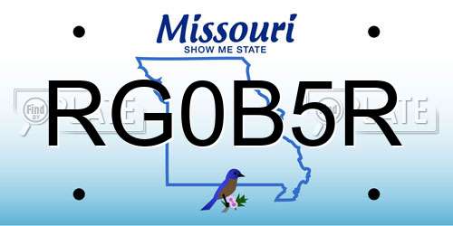 RG0B5R Missouri License Plate