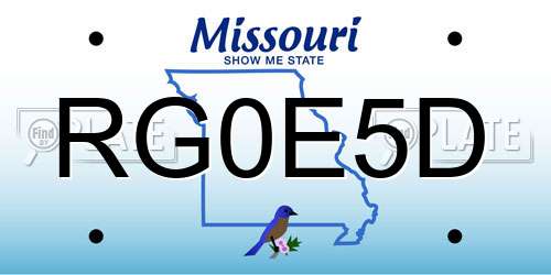RG0E5D Missouri License Plate