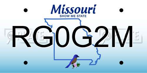 RG0G2M Missouri License Plate