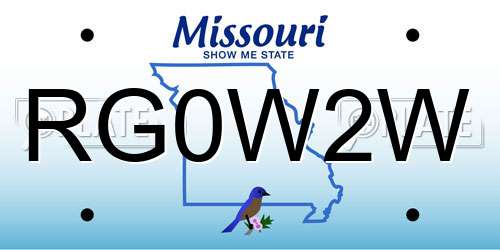 RG0W2W Missouri License Plate