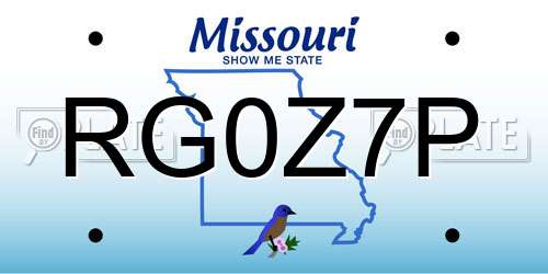 RG0Z7P Missouri License Plate