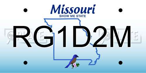 RG1D2M Missouri License Plate
