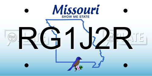 RG1J2R Missouri License Plate