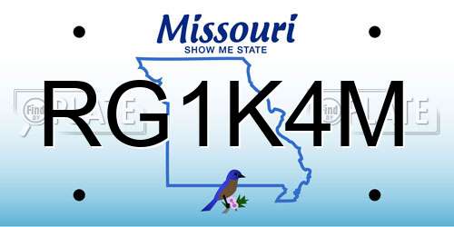 RG1K4M Missouri License Plate