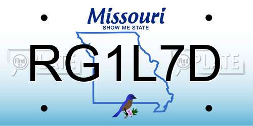 RG1L7D Missouri License Plate