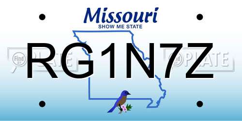 RG1N7Z Missouri License Plate