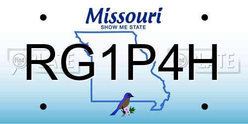 RG1P4H Missouri License Plate