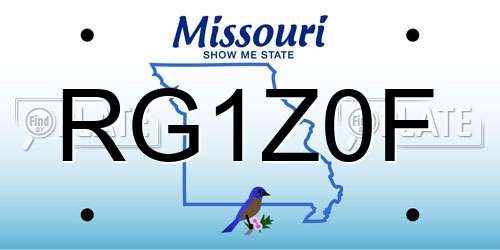 RG1Z0F Missouri License Plate