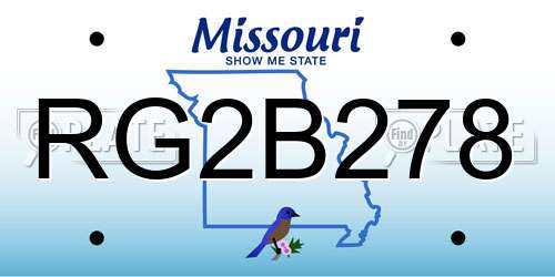 RG2B278 Missouri License Plate