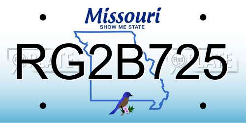 RG2B725 Missouri License Plate