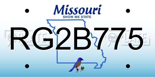 RG2B775 Missouri License Plate