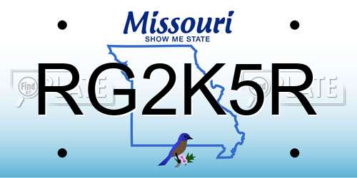 RG2K5R Missouri License Plate
