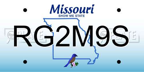RG2M9S Missouri License Plate