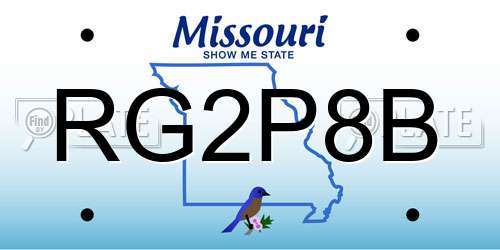 RG2P8B Missouri License Plate