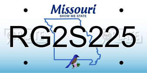 RG2S225 Missouri License Plate