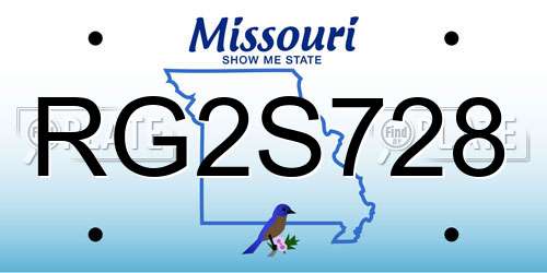 RG2S728 Missouri License Plate