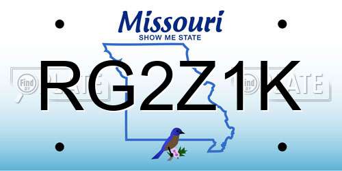RG2Z1K Missouri License Plate