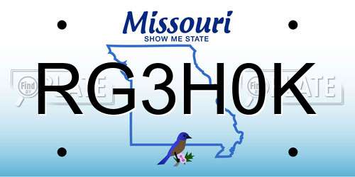 RG3H0K Missouri License Plate