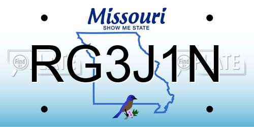 RG3J1N Missouri License Plate