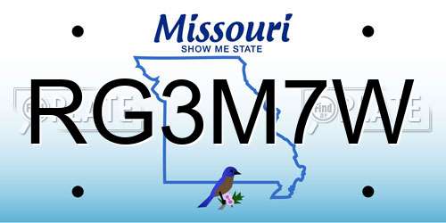 RG3M7W Missouri License Plate