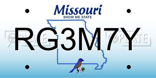 RG3M7Y Missouri License Plate