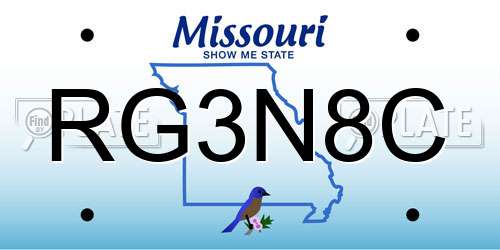 RG3N8C Missouri License Plate
