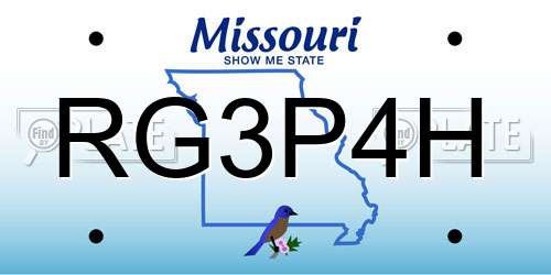 RG3P4H Missouri License Plate