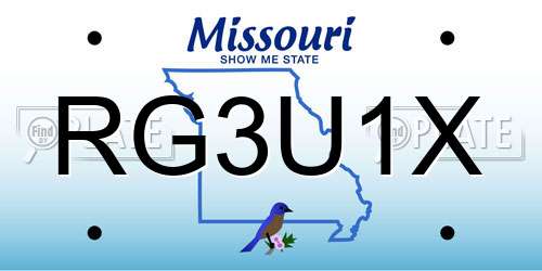 RG3U1X Missouri License Plate
