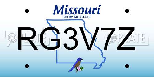 RG3V7Z Missouri License Plate