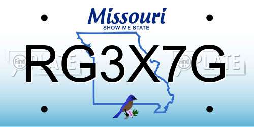 RG3X7G Missouri License Plate