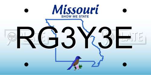 RG3Y3E Missouri License Plate