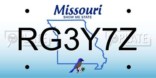 RG3Y7Z Missouri License Plate