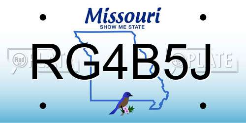 RG4B5J Missouri License Plate
