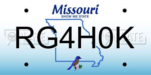 RG4H0K Missouri License Plate