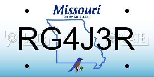 RG4J3R Missouri License Plate