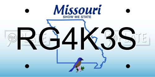 RG4K3S Missouri License Plate