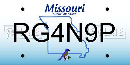 RG4N9P Missouri License Plate