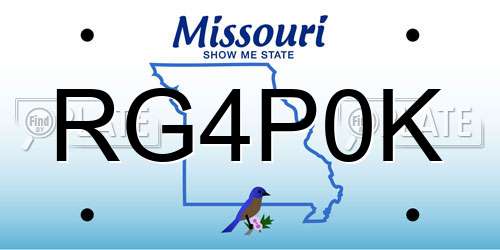 RG4P0K Missouri License Plate